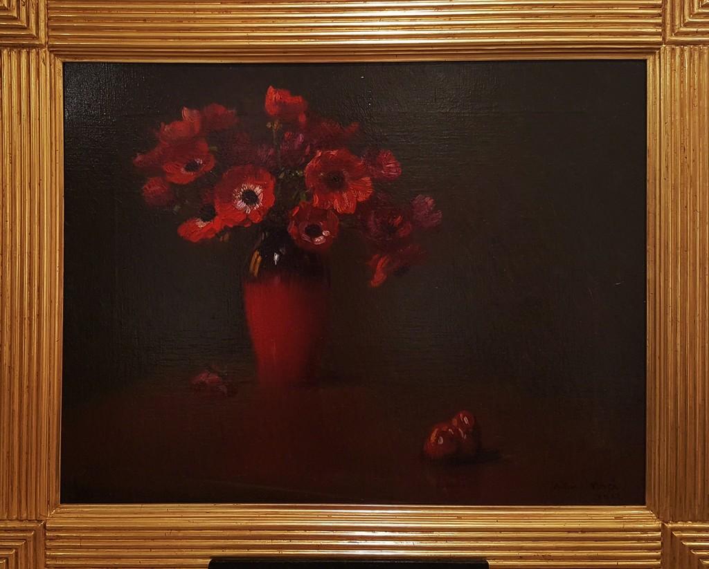 Vaso di Anemoni (Red Anemones) - 1910s - Arturo Noci - Oil on Canvas For Sale 1