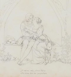 Embrace - Pencil Drawing on Paper - Late 19th Century