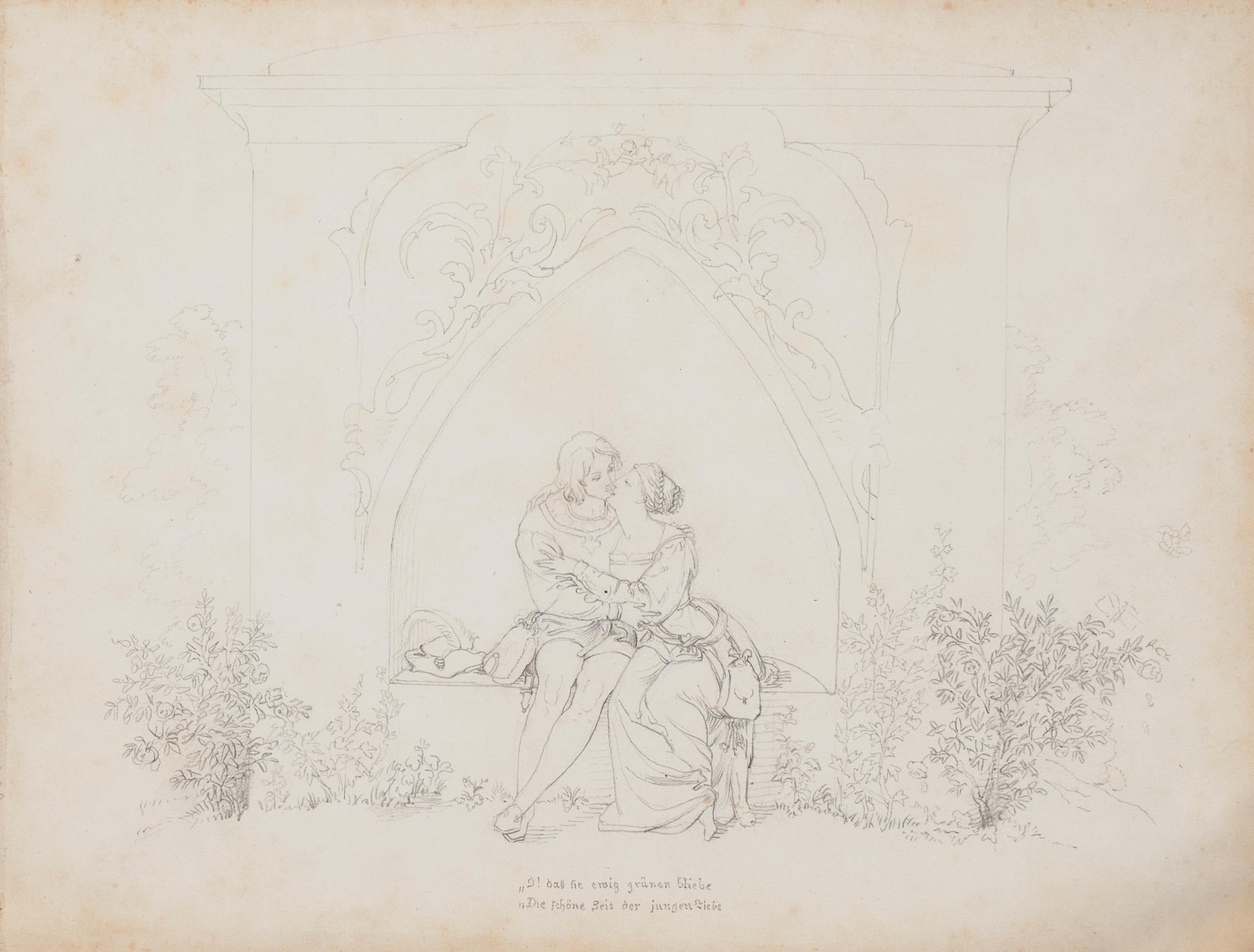 Embrace - Pencil Drawing on Paper - Late 19th Century - Art by Unknown