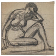 Posing Model - Pencil Drawing on Paper - Mid 20th Century
