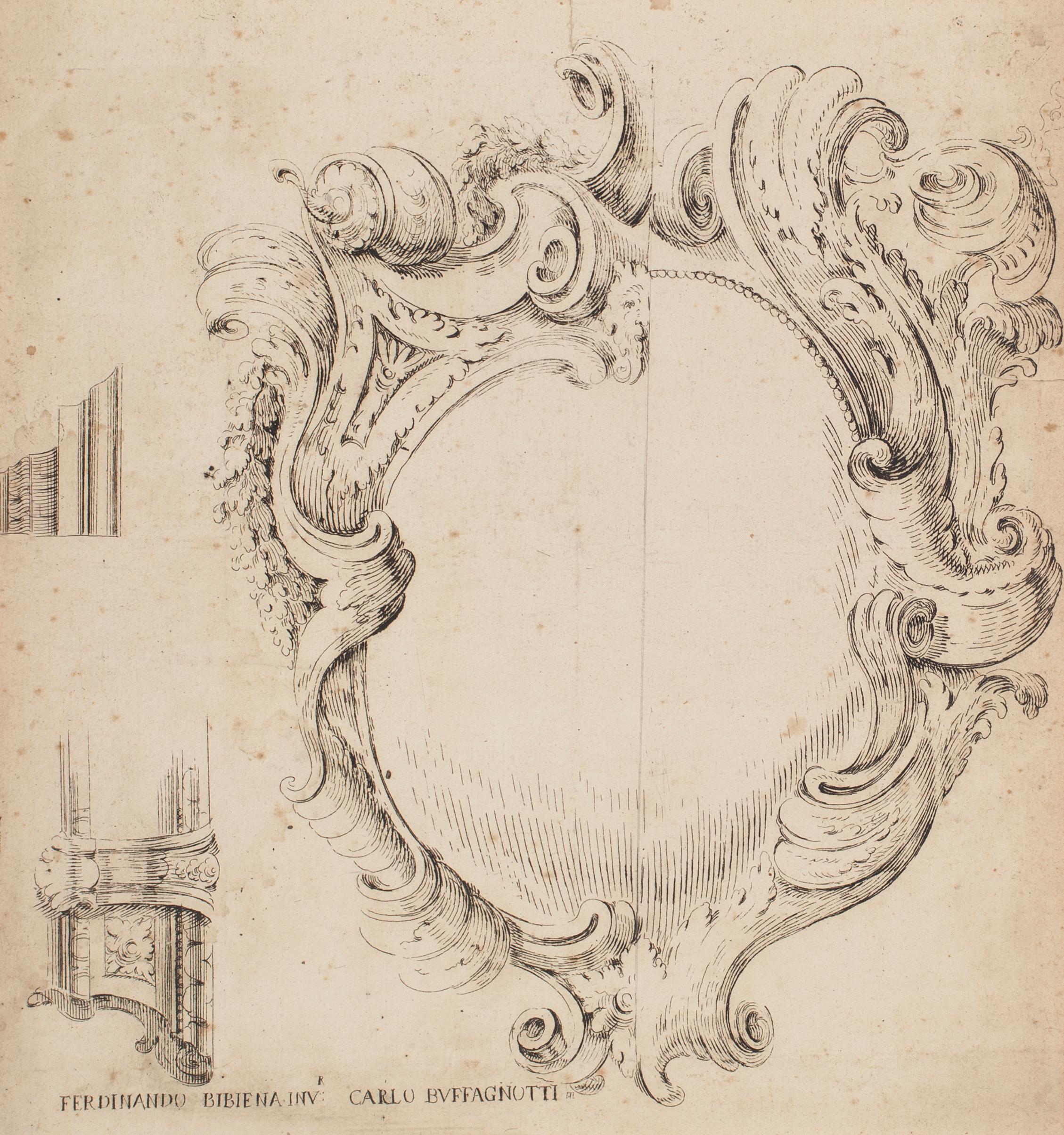 Ferdinando Bibiena Figurative Print - Mirror - Etching After F. Bibiena - Late 16th Century