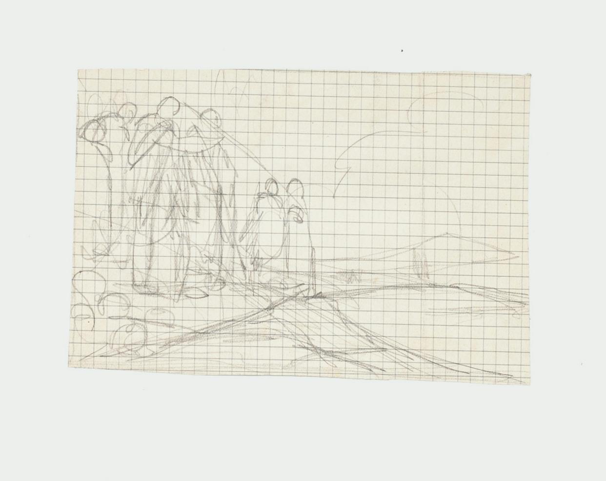 Figures - Pencil Drawing by G. Galantara - Early 20th Century - Art by Gabriele Galantara