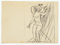 Nude - Bleistiftzeichnung von Gabriele Galantara - Anfang des 20. Jahrhunderts