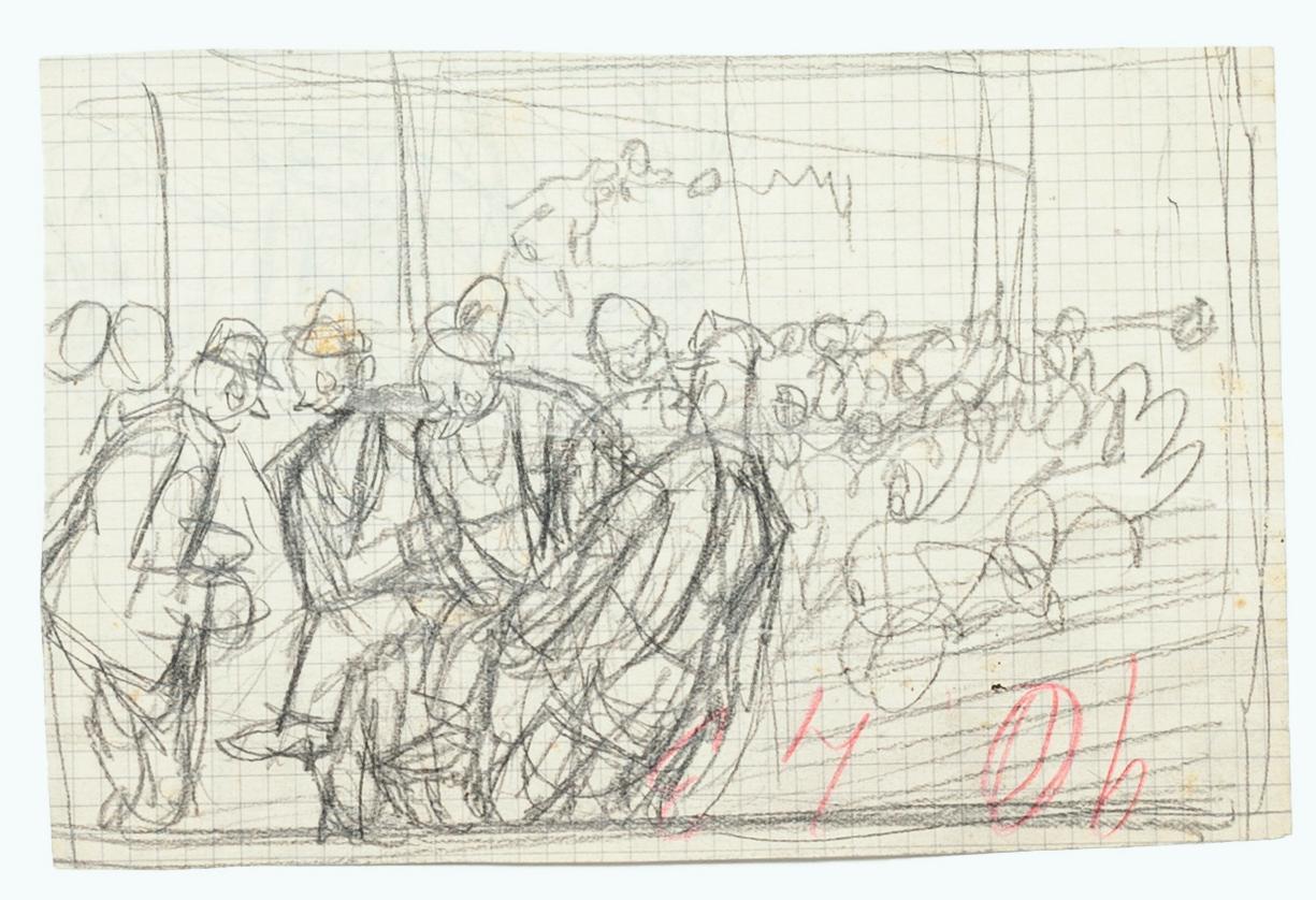 Figures is an original drawing in pencil realized by Gabriele Galantara, the state of preservation of the artwork is good and aged, applied on white cardboard.

Image dimension: 12 x 18 cm.

The artworks represent quick-created figures in a crowd,