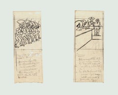 Figuren – Tusche und Bleistiftzeichnung von G. Galantara – Anfang des 20. Jahrhunderts