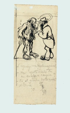 Figures - Ink and Pencil Drawing by G. Galantara - Early 20th Century