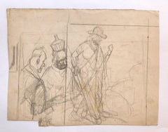 Figures - Pencil Drawing by Gabriele Galantara - Early 20th Century