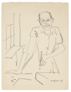 Pittore - Litografia originale di E. Hugon - 1945