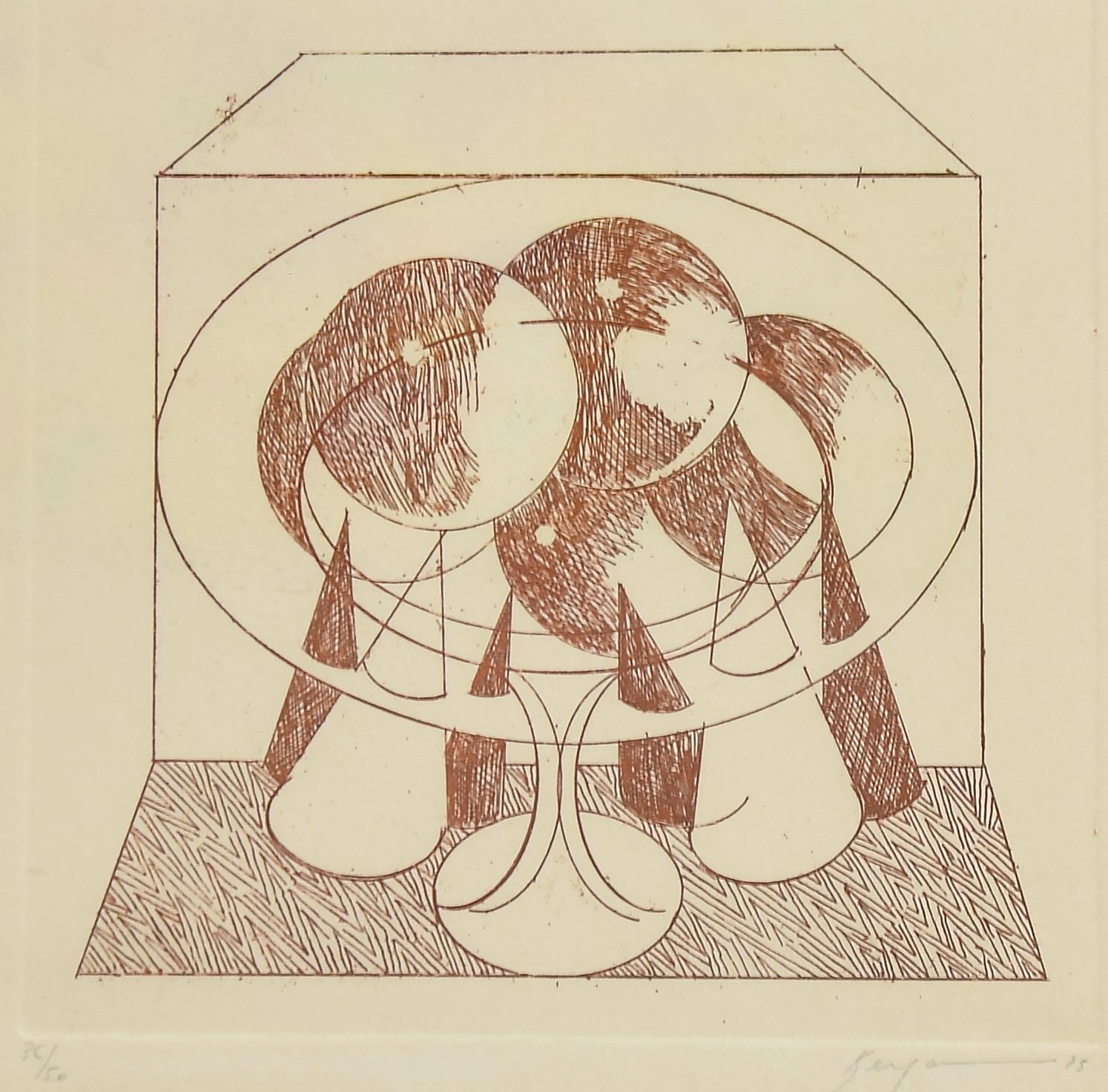 Abmessungen des Bildes: 14.5 x 15 cm.

Abstrakte Komposition ist eine Original-Radierung von Danilo Bergamo aus dem Jahr 1975.

Handsigniert am unteren rechten Rand. 

Am linken unteren Rand nummeriert. Ed. 36/50.

Einschließlich Rahmen.


Danilo