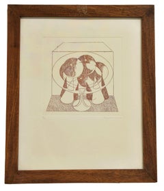 Abstract Composition - Original Etching by Danilo Bergamo - 1975