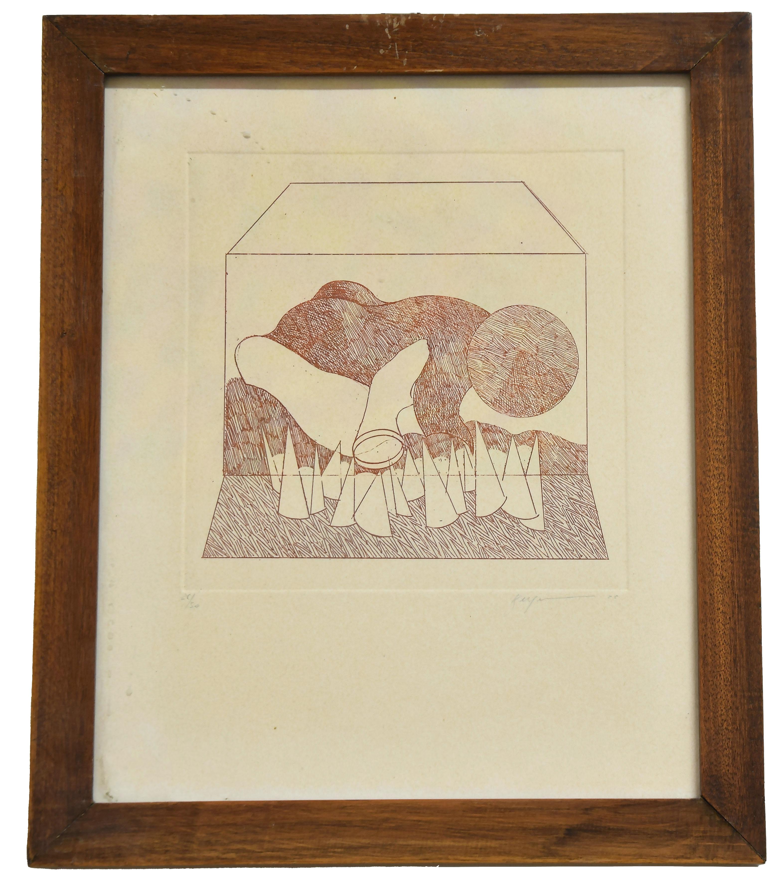 Abstract Composition - Original Etching by Danilo Bergamo - 1975 1