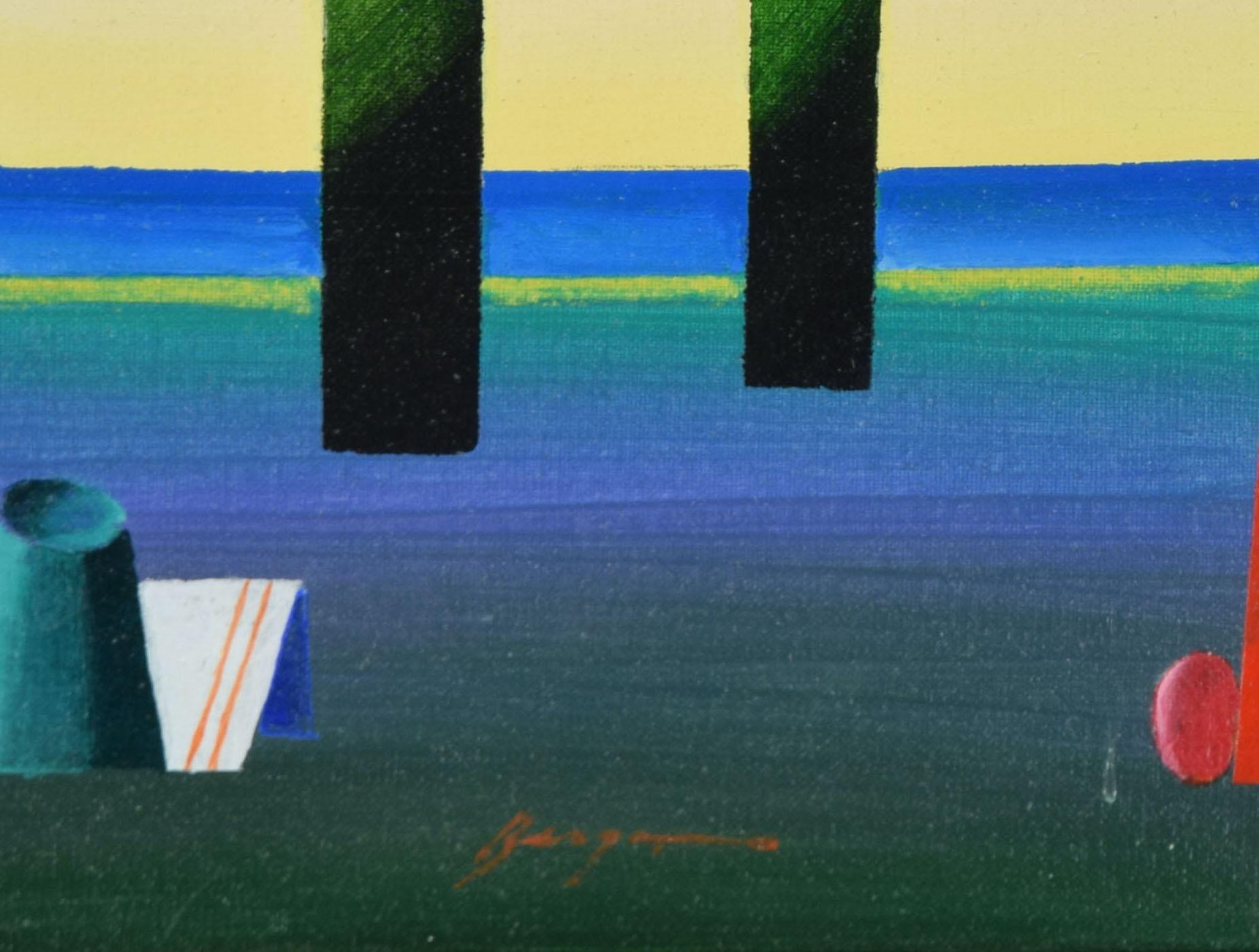 Geometric Landscape - Original Mixed Media by Danilo Bergamo - 1970s For Sale 1