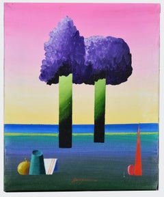 Paysage géométrique - Techniques mixtes originales de Danilo Bergamo - 1970