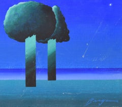 Night Landscape  - Original Mixed Media by Danilo Bergamo - 1970s