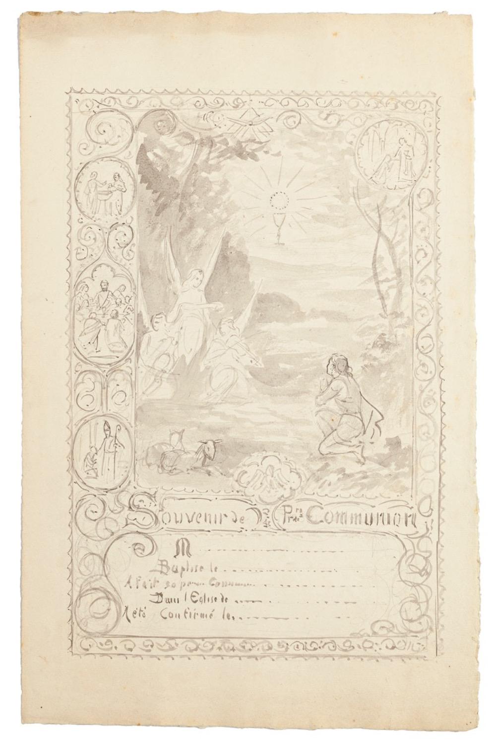 „Das Leben Jesu“ – Kollektion von 3 Tusche- und Aquarellzeichnungen – 20. Jahrhundert