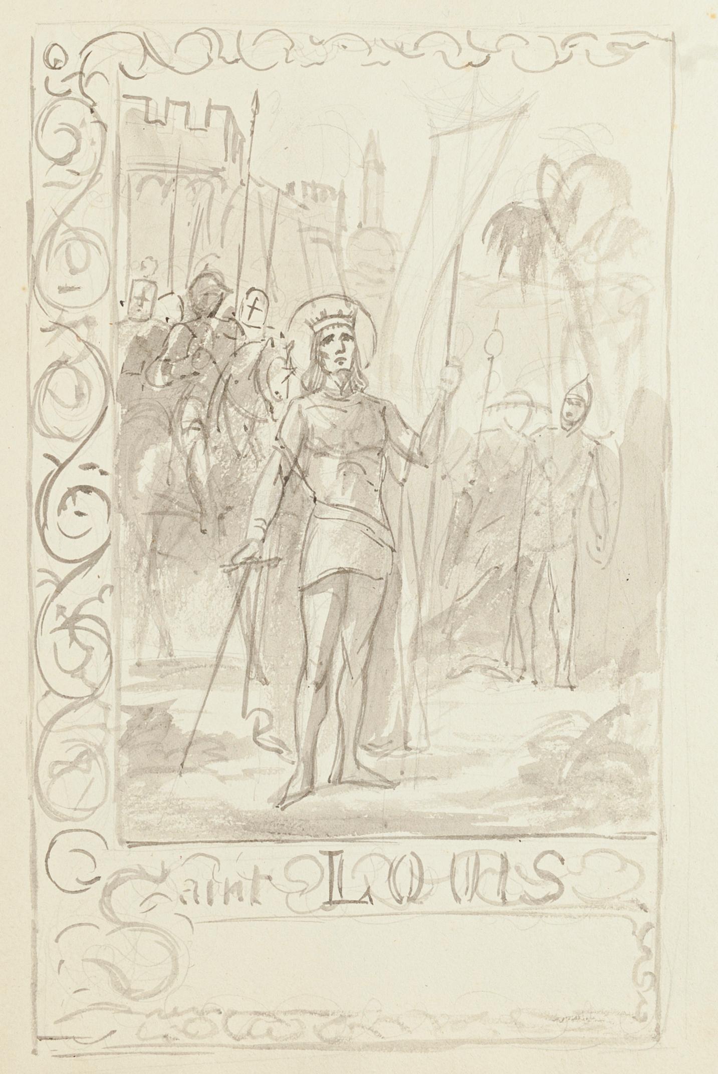 Saint Louis - Dessin à l'encre et à l'aquarelle - XXe siècle