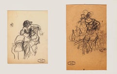 Figures - Original Pencil Drawing by Maurice Berdon - Mid 20th Century