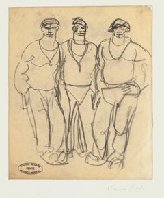 Sailors - Original Pencil Drawing by Maurice Berdon - Mid 20th Century