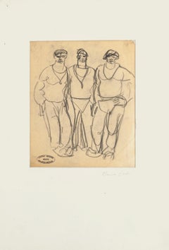 Sailors - Original Pencil Drawing by Maurice Berdon - Mid 20th Century