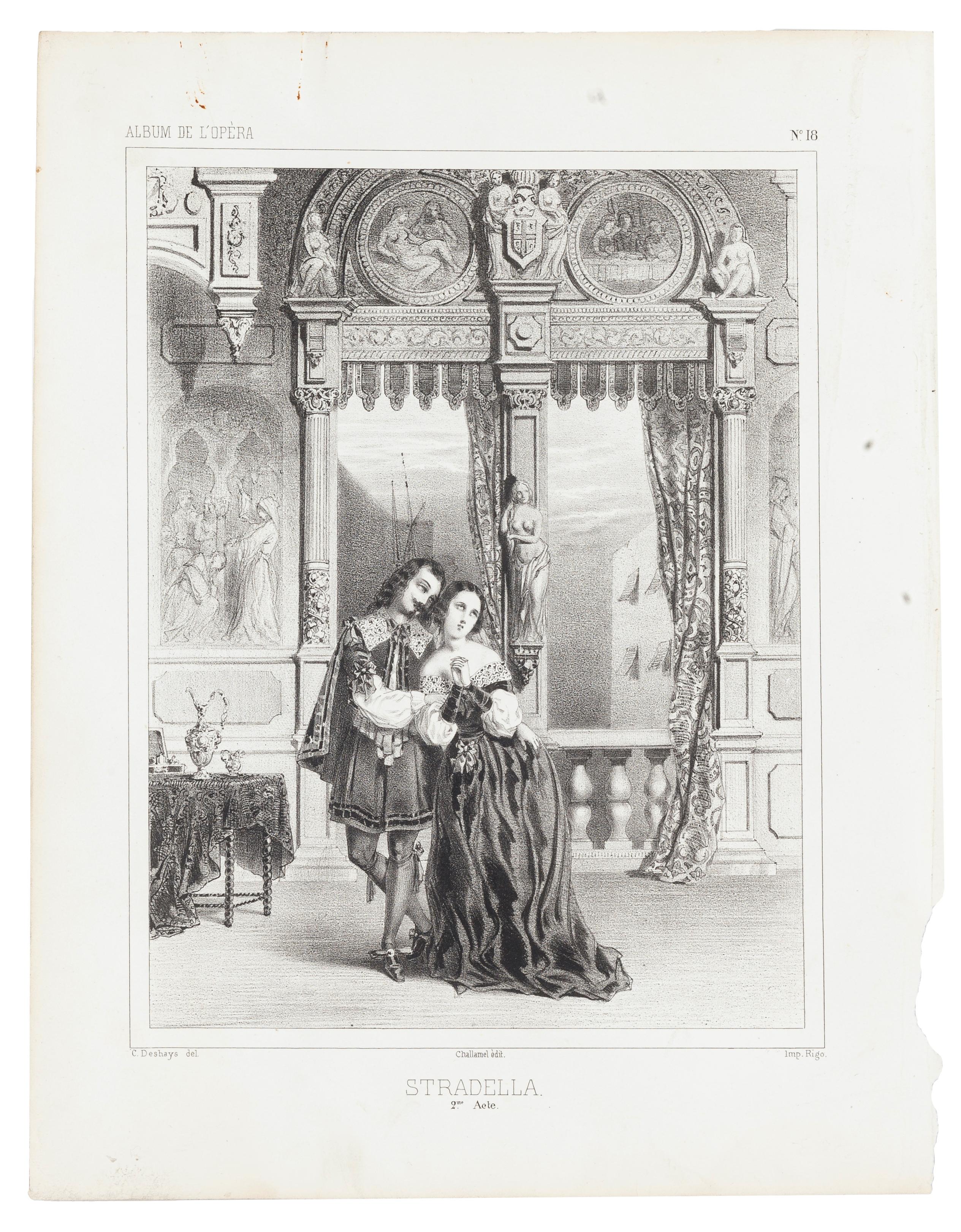 Stradella - Lithograph - 1838 - Gray Figurative Print by Charles Deshays