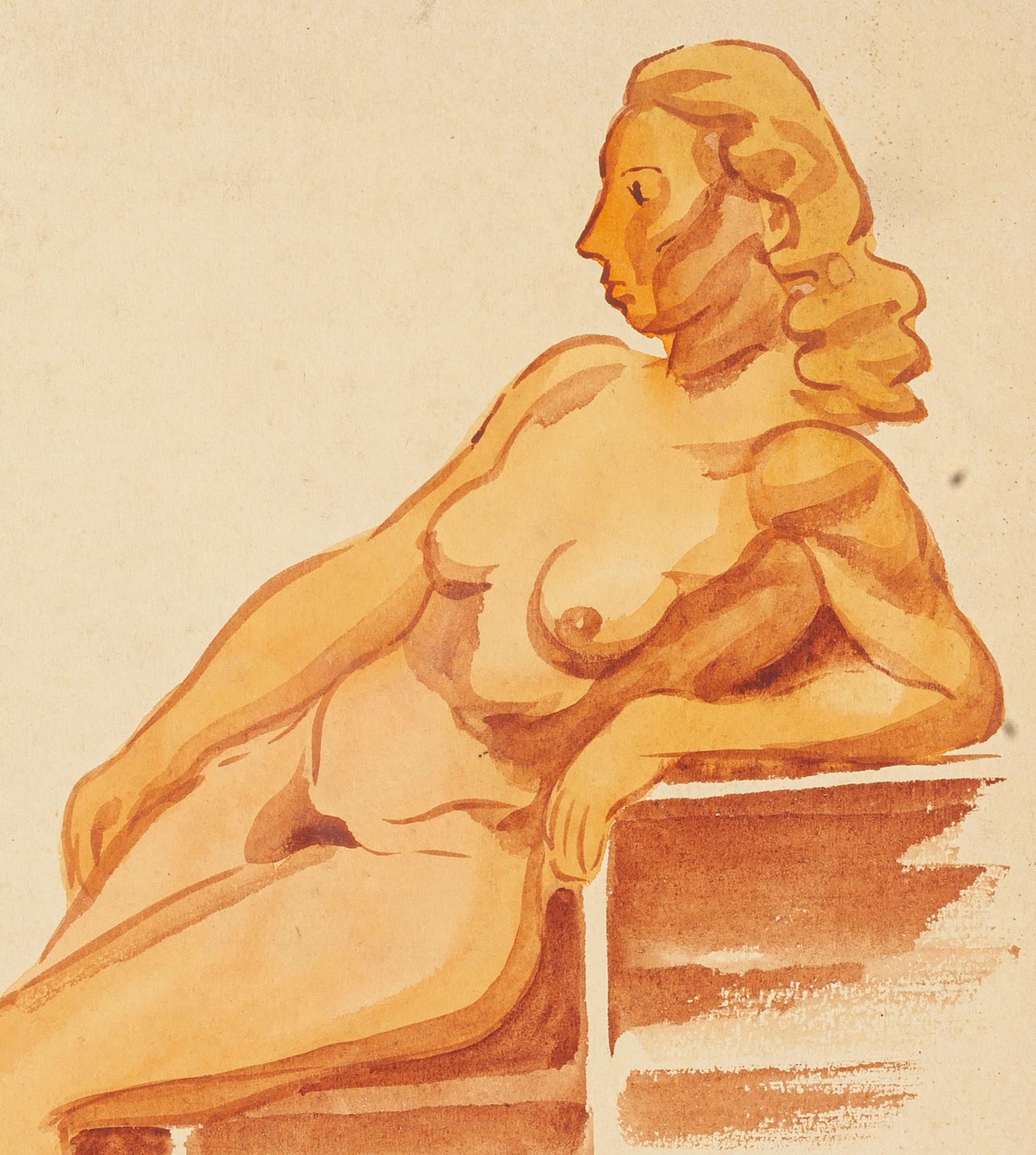 Nude Woman - Watercolor by French Master - Mid 20th Century - Art by Unknown