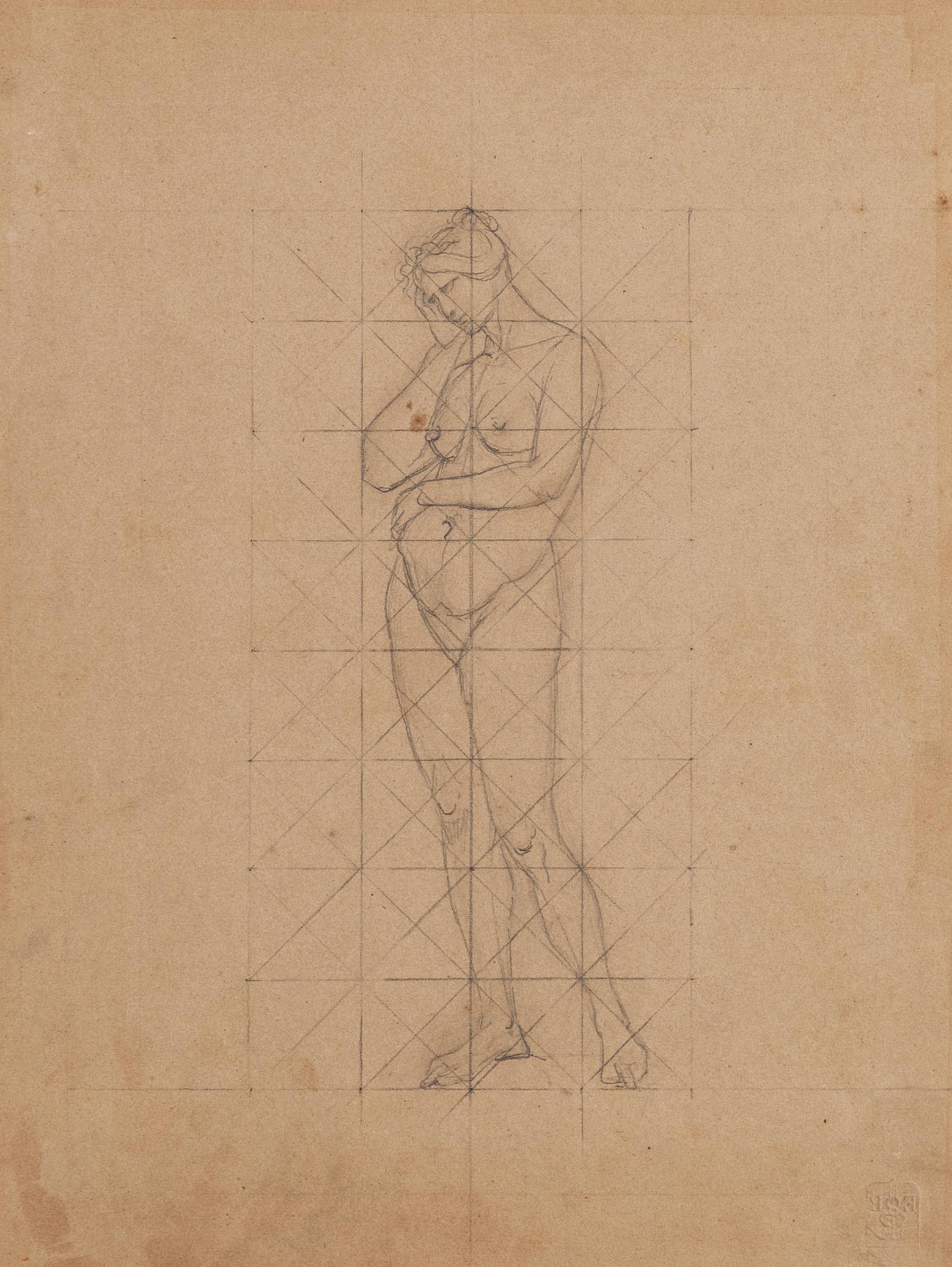 Étude de figures - Dessin à l'encre et au crayon de M. Dumas - Milieu du XIXe siècle