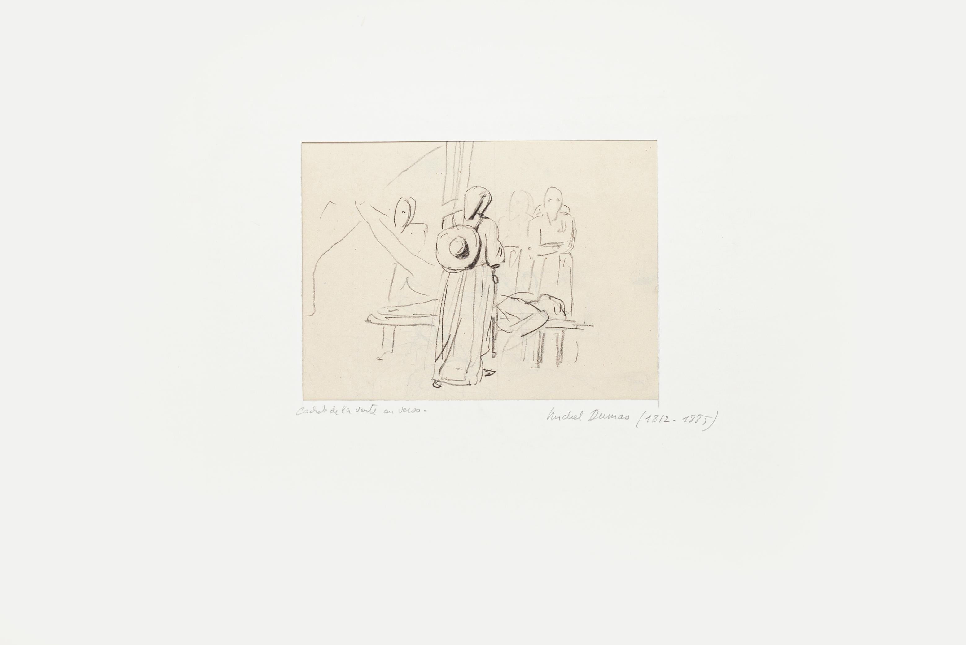 Étude de figures - Dessin à l'encre et au crayon de M. Dumas - Milieu du XIXe siècle - Beige Figurative Art par Michel Dumas