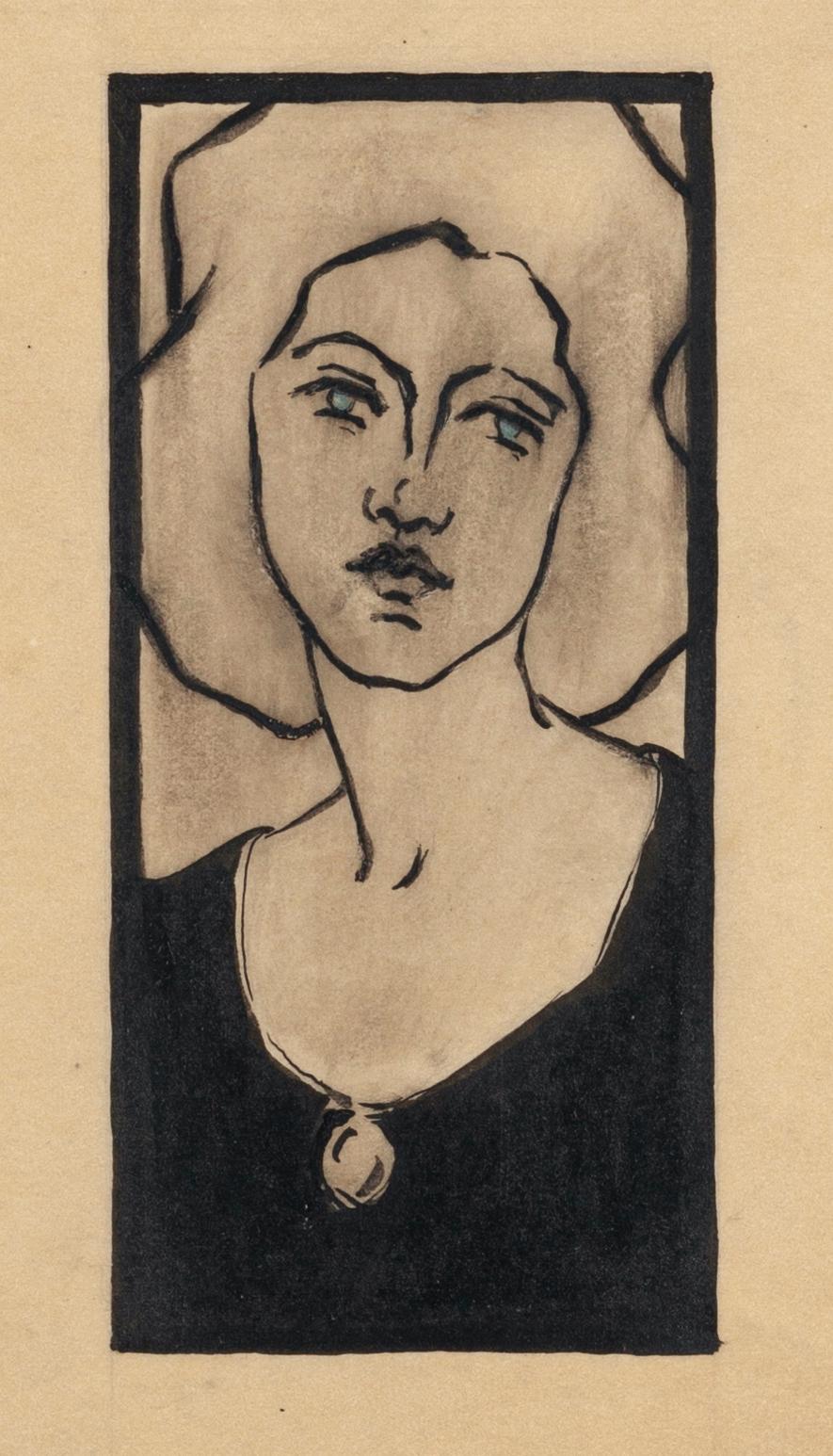 Woman is original drawings in mixed media on paper, realized by Angelo Griscelli (1893-1978).

The state of preservation of the artwork is very good.

The artwork represents a woman with a sense of sadness and innocence in her look. The simplicity