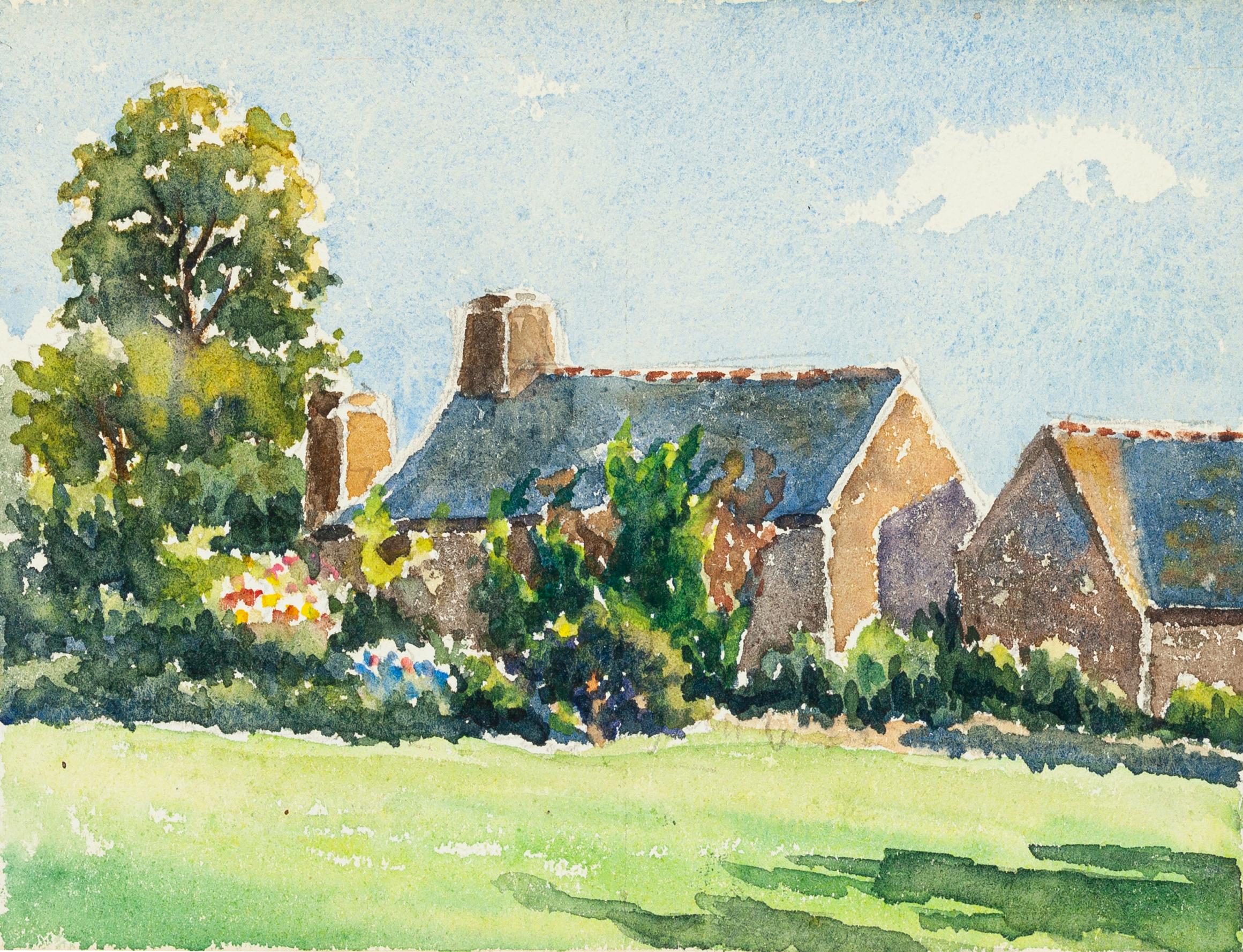 Village Houses - Watercolor by French Master - Mid 20th Century