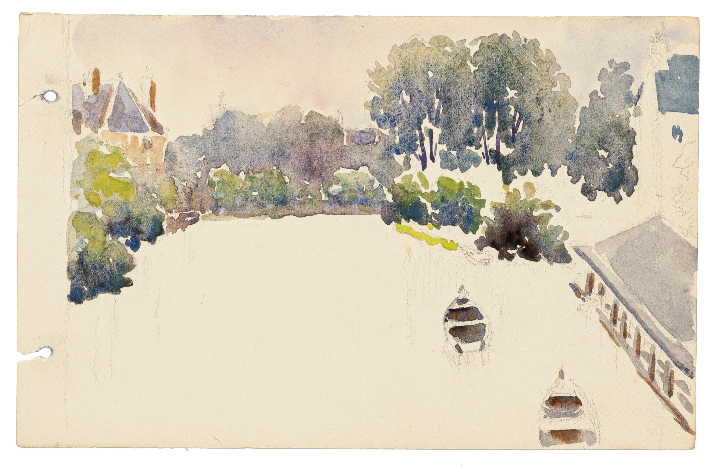 Boats - Watercolor by French Master - Mid 20th Century - Art by Unknown