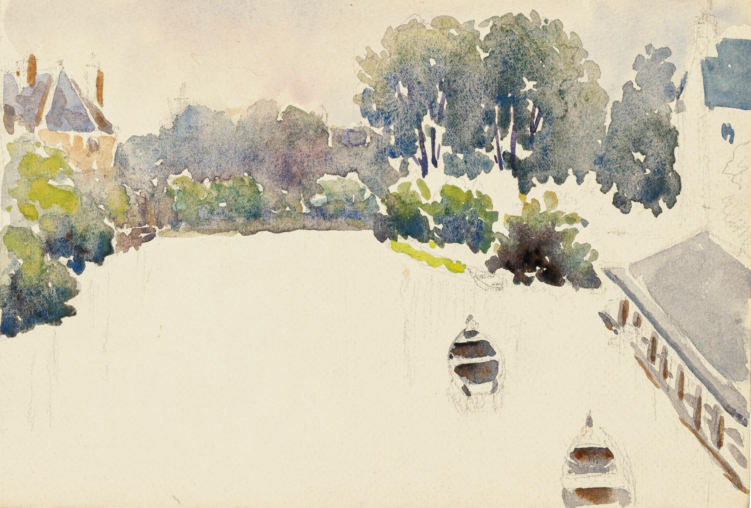 Boats - Watercolor by French Master - Mid 20th Century