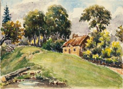 Cottage - Watercolor by French Master - Mid 20th Century