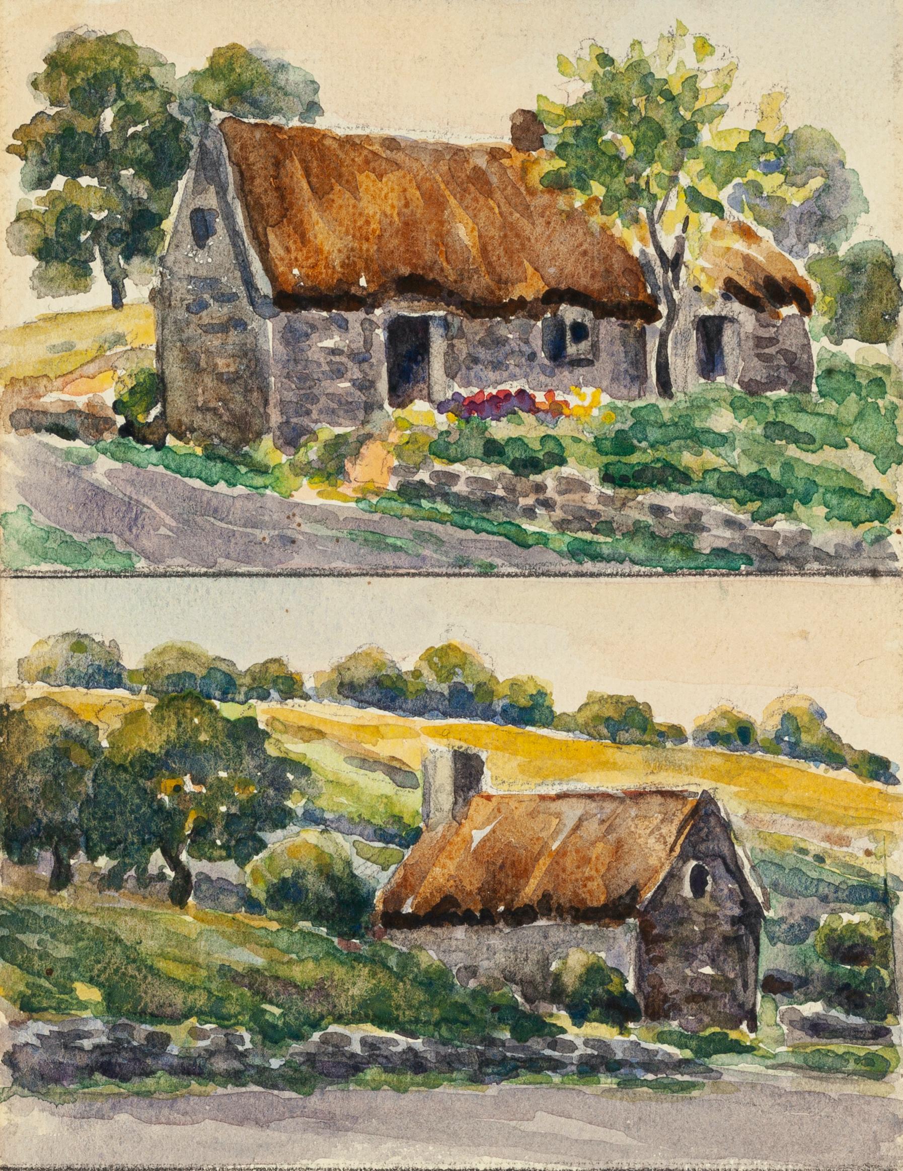 Rural Cottage - Watercolor by French Master - Mid 20th Century