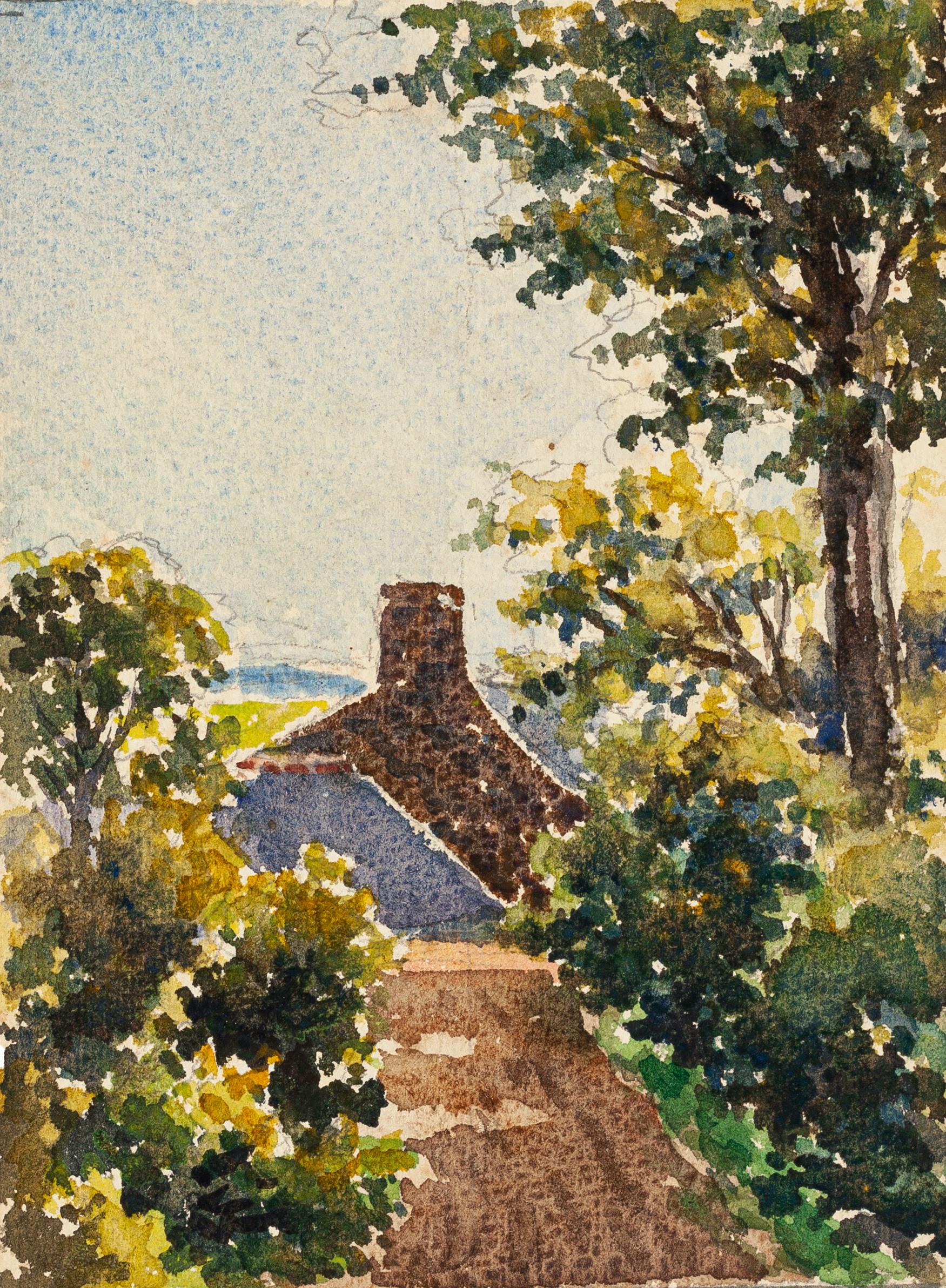 Village - Aquarelle du maître français - Milieu du XXe siècle