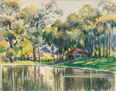 Trees by Lake - Watercolor by French Master - Mid 20th Century