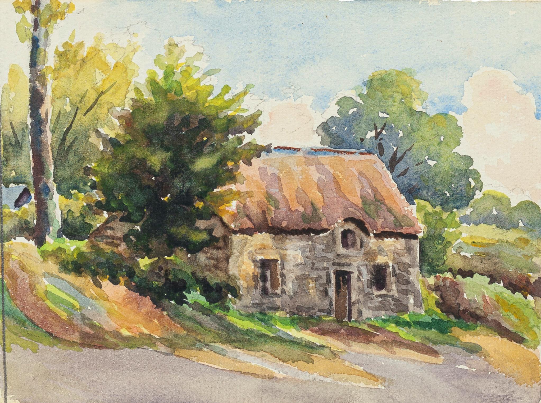 Unknown Landscape Art - Cottage - Watercolor by French Master - Mid 20th Century