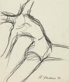 Dancer - Charcoal Drawing by H. Yencesse - 1950s