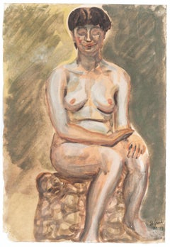 Nude – Mixed Media auf Papier von J.-R. Delpech - 1942