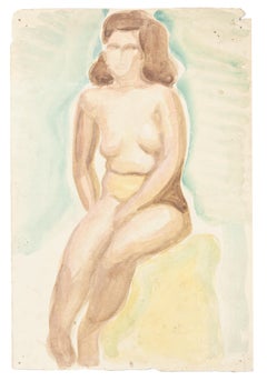 Nude - Watercolor on Paper by J.-R. Delpech - 1960s