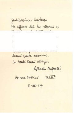 Carta de felicitación - Carta original de A. Magnelli - 1934