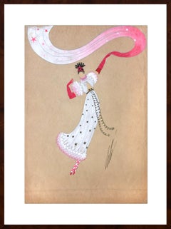 Vintage Danseuse à l'Écharpe - Mixed Media by Erté - 1940s