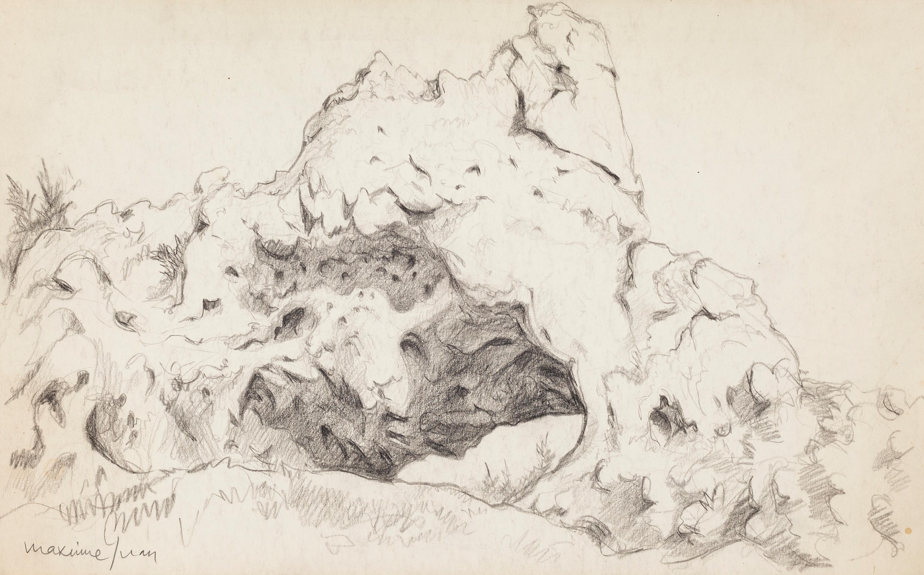 Rock - Pencil Drawing by M. Juan - 1980