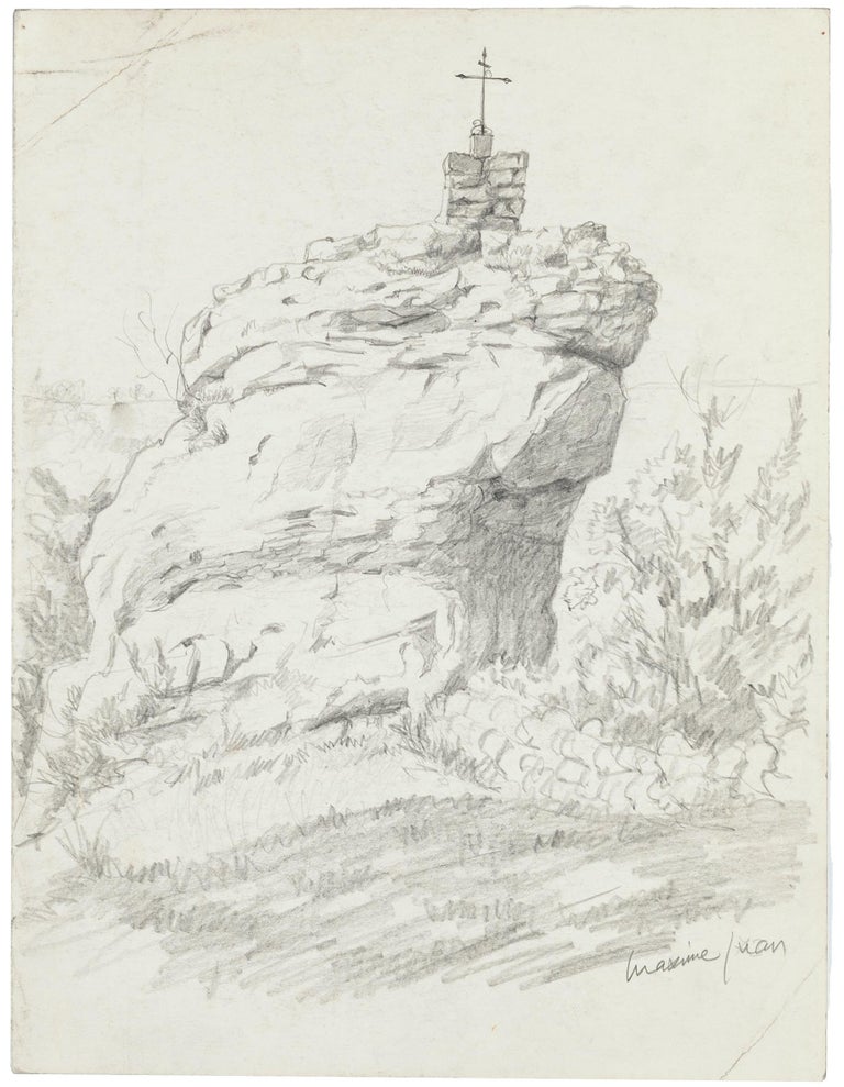Maxime Juan - Rock - Pencil Drawing by M. Juan - Late 20th Century For ...