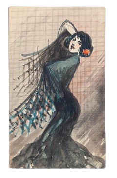 Tango Dancer -Original Mixed Media - Mid 20th Century Tango Dancer -Original Mixed Media - Mid 20th Century