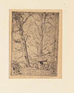 Vintage Landscape - Original Etching by O.B. de Kat - 1944