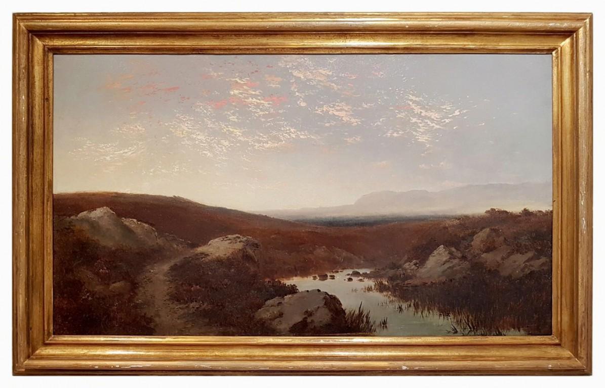 Paesaggio - Olio su tela di Giulio Aristide Sartorio - 1890 ca. in vendita 1
