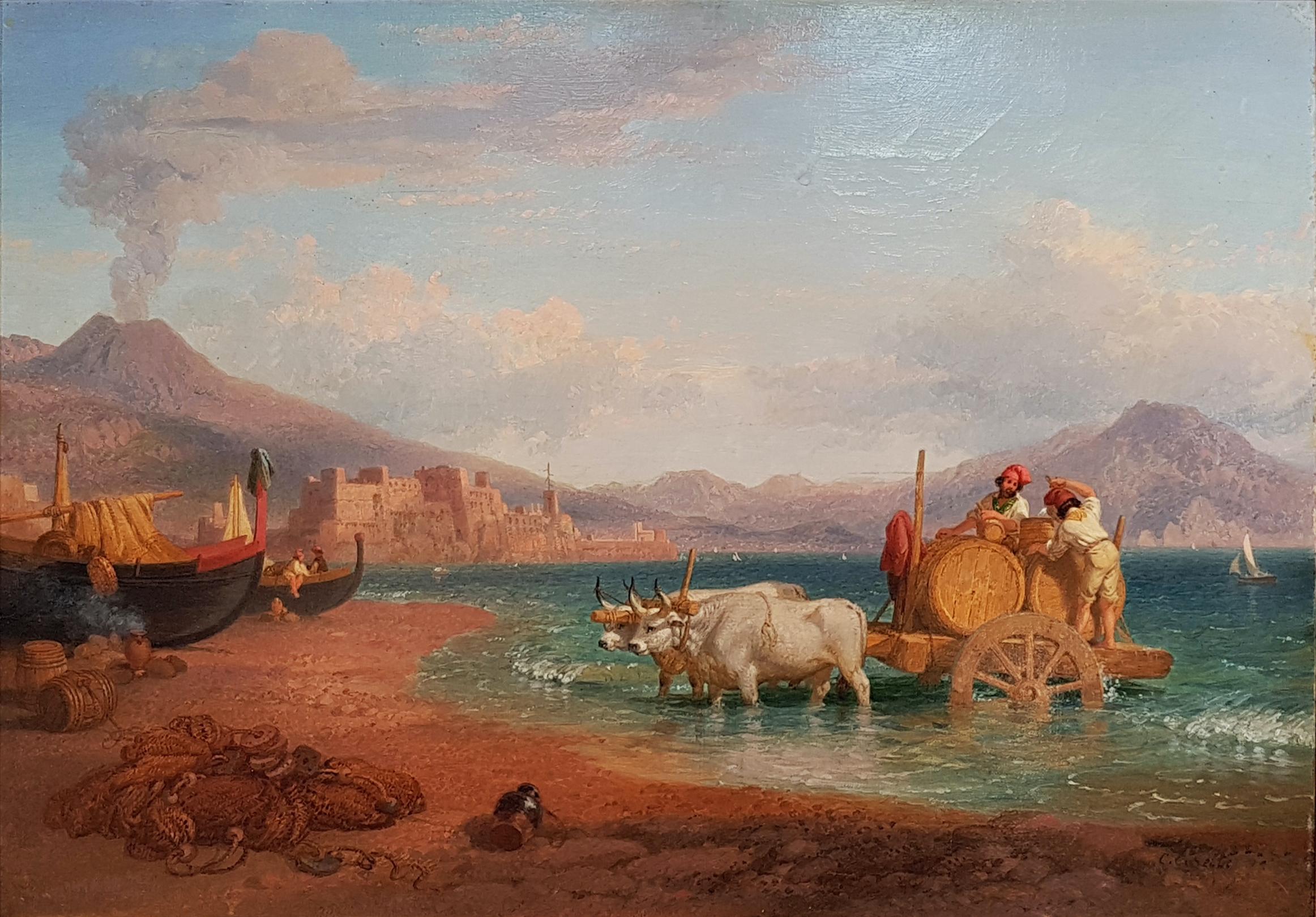 The Wagon of the Coopers in the Gulf of Naples with the Vesuvius on Background