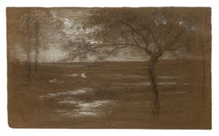 Landscape - Original Pencil and Charcoal Drawing by French Master mid 1900