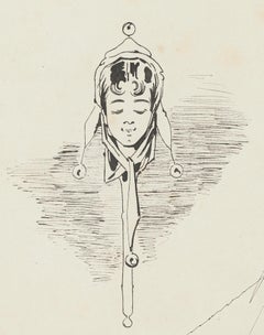 Antique Woman - China Ink Drawing - 1876