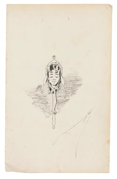 Woman - China Ink Drawing - 1876